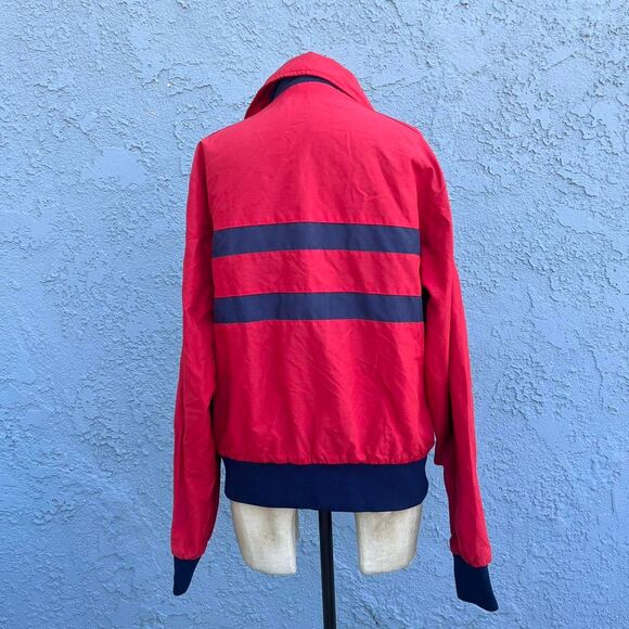 Red 80s Color Block Windbreaker Preppy Jacket Size Large - Picture 4 of 8